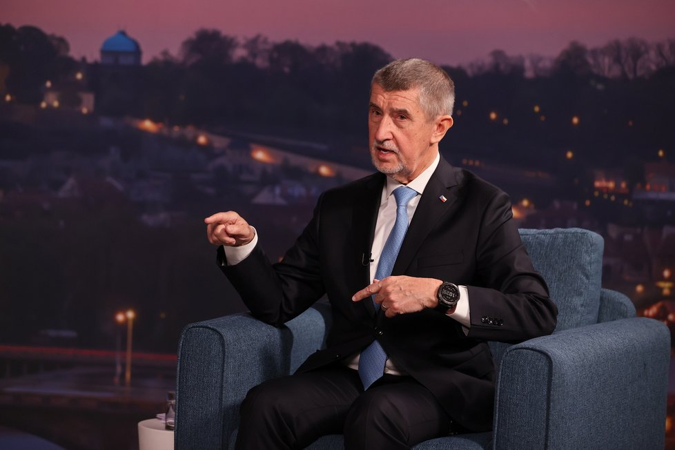 Souboj titánů v Blesku: Superdebata prezidentských kandidátů před 2. kolem voleb. Na snímku expremiér Andrej Babiš, (19.01.2023).