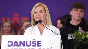 Prezidentské volby 2023: Danuše Nerudová během tiskové konference (14. 1. 2023)
