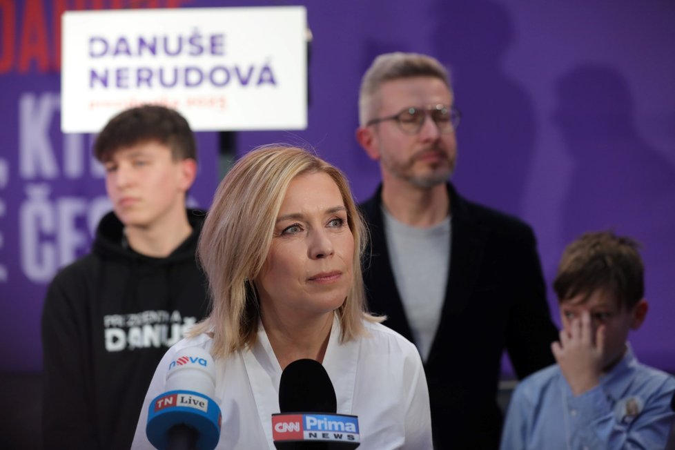 Prezidentské volby 2023: Danuše Nerudová během tiskové konference (14. 1. 2023)