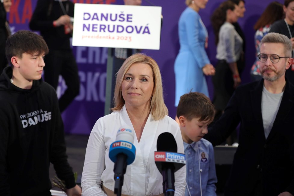 Prezidentské volby 2023: Danuše Nerudová během tiskové konference (14. 1. 2023)