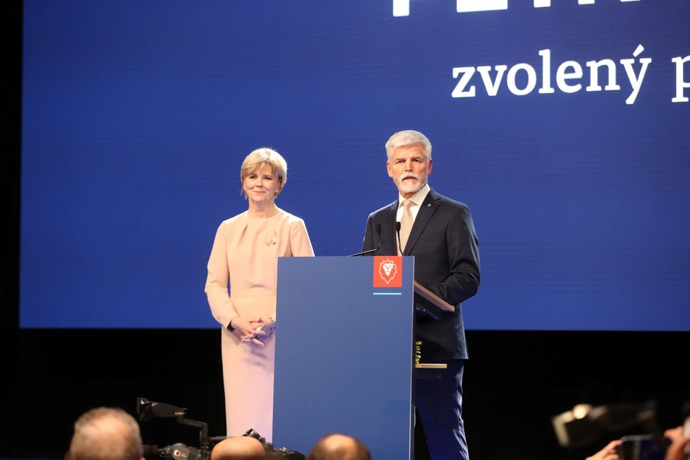 Prezidentské volby 2023: Nově zvolený prezident ČR Petr Pavel a jeho první dáma (28. 1. 2023)