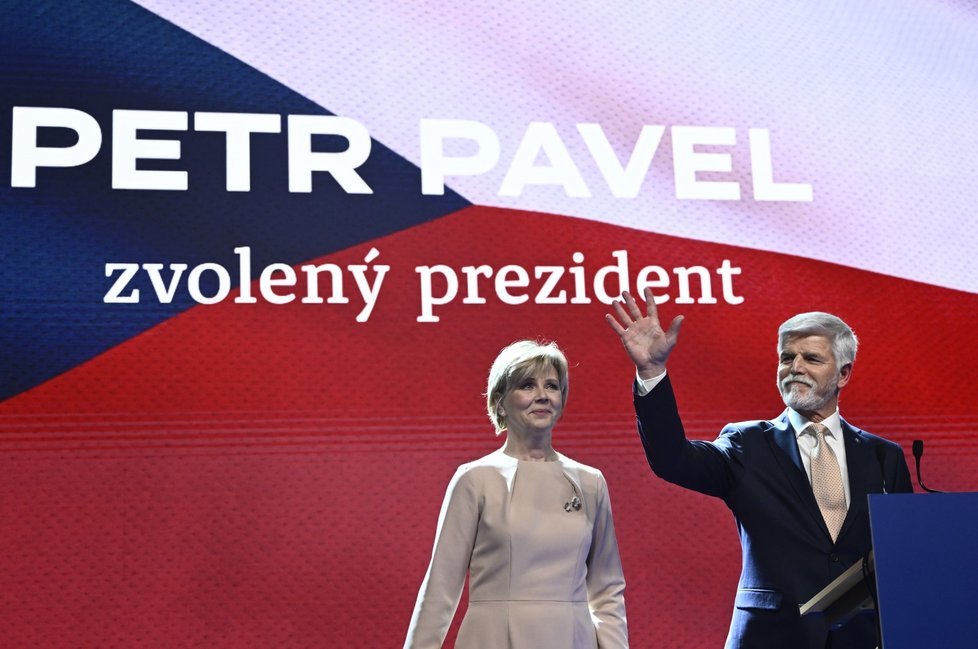 Prezidentské volby 2023: Nově zvolený prezident ČR Petr Pavel a jeho první dáma (28. 1. 2023)