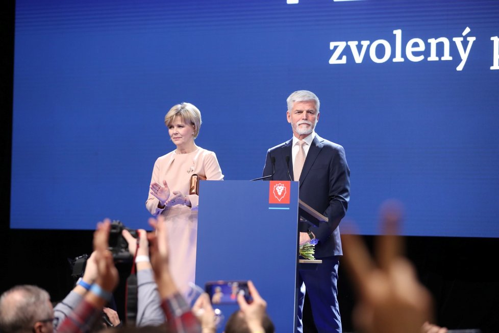 Prezidentské volby 2023: Nově zvolený prezident ČR Petr Pavel a jeho první dáma (28. 1. 2023)