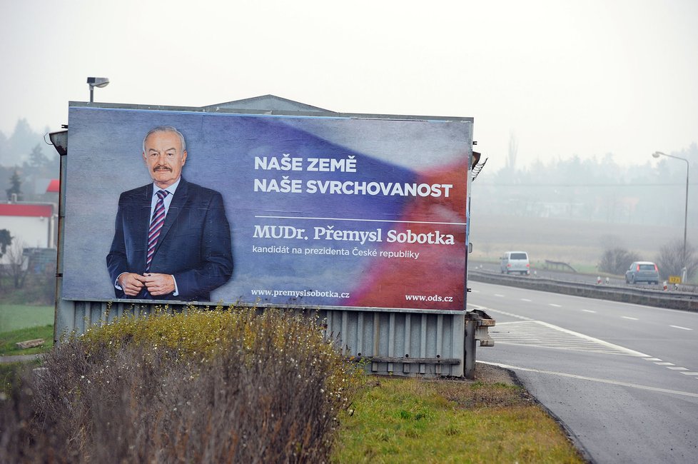 Billboard prezidentského kandidáta Sobotky