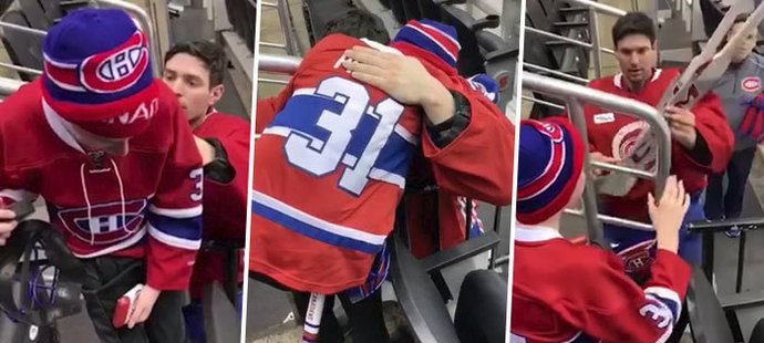 Dojemný moment. Carey Price se zastavil u chlapce, kterému zemřela matka a objal ho,