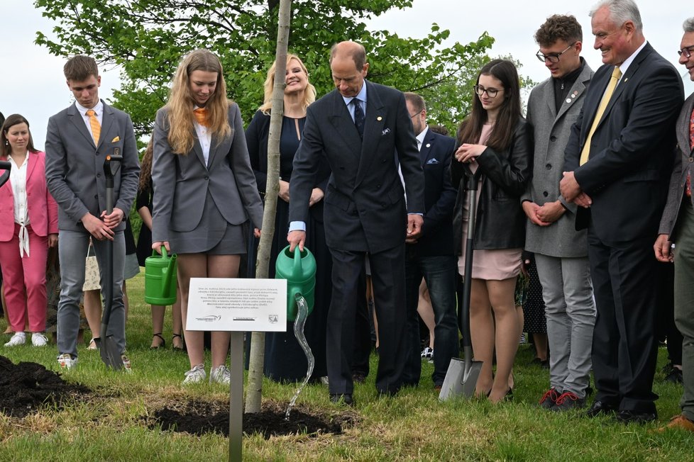 Princ Edward ve Vestci zasadil poslední strom Aleje prince Philipa - na otcovu počest (24. 5. 2023).