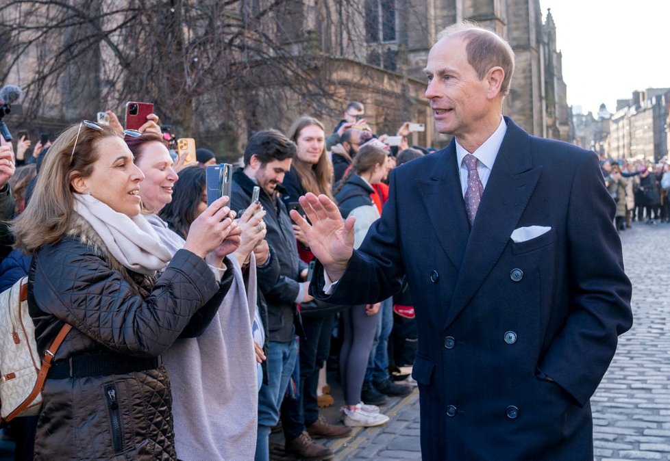 Princ Edward slavil narozeniny v Edinburghu (10. 3. 2023).