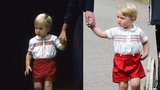 Jako vejce vejci! George oblékl stejné šaty jako před lety William! Porovnejte i další fotky! 