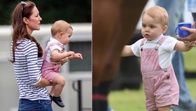 Kate navlékla prince George do sladce růžového oblečku.