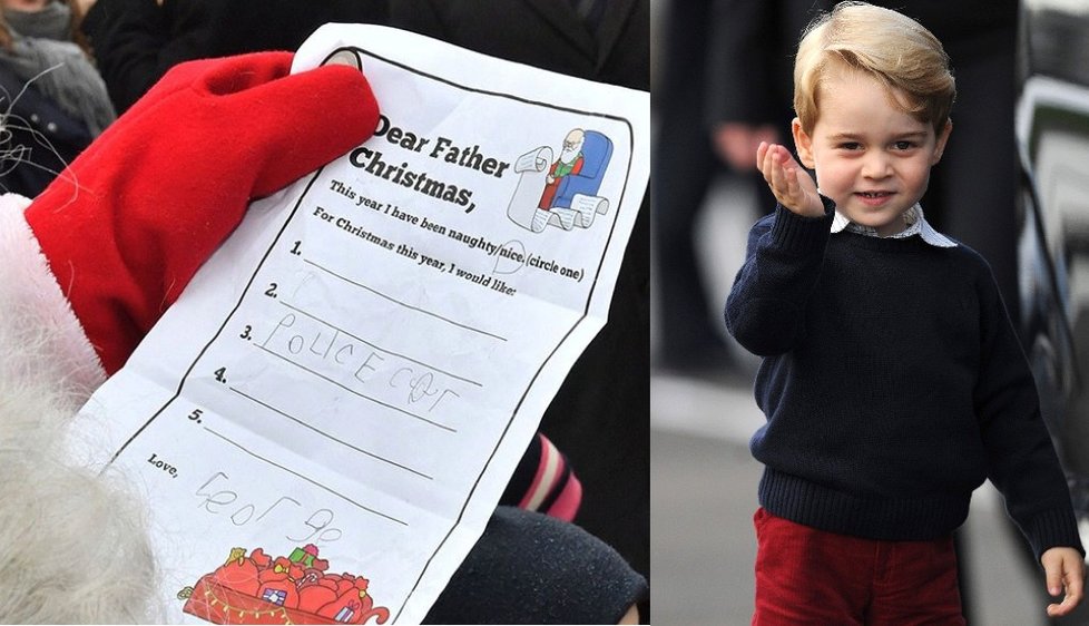 Princ George svoje vánoční přání napsal, jeho otec William jej přímo ve Finsku předal Santa Clausovi