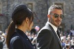 David Beckham s manželkou Victorii na hradu Windsor.