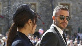 David Beckham s manželkou Victorii na hradu Windsor.