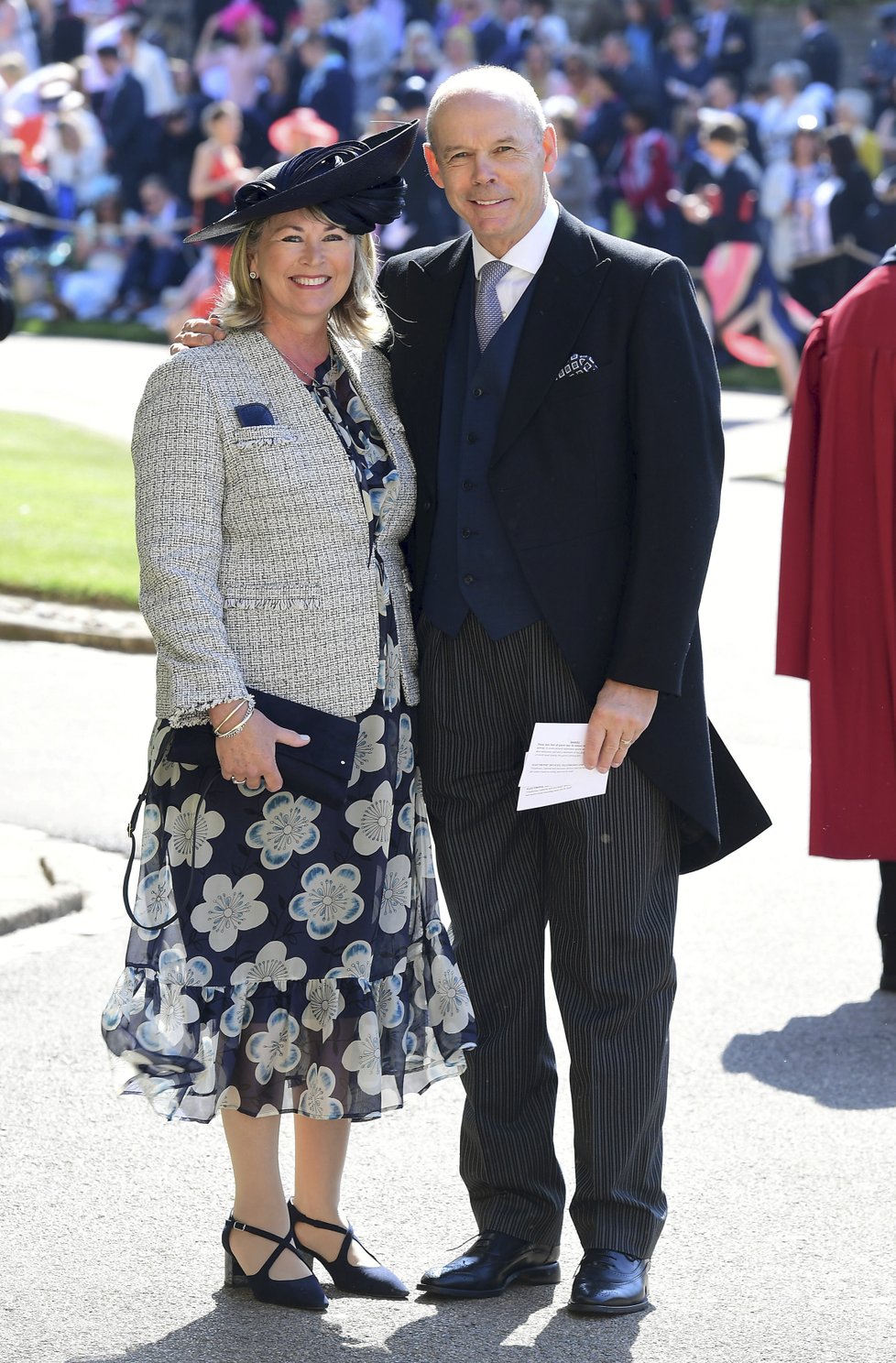 Clive Woodward a  Jayne Williams na svatbě ve Windsoru.