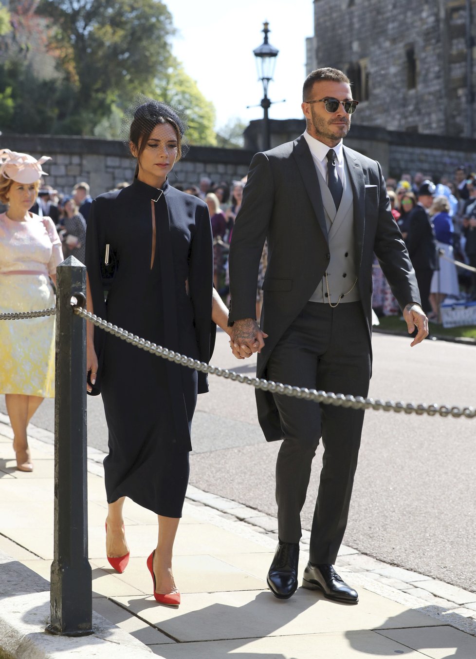 Victoria Beckham a David Beckham přijeli na hrad Windsor.