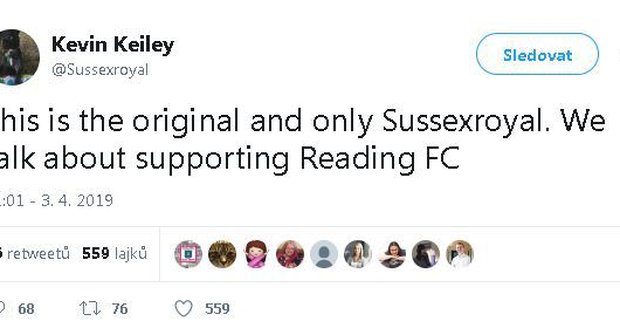 „Toto je původní a jediný Sussexroyal. Je o podporu klubu Reading FC.“