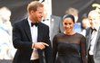 Meghan Markleová a princ Harry na premiéře filmu Lví král.