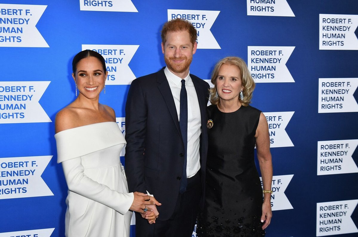 Princ Harry, Meghan Markle a prezidentka nadace Kerry Kennedyová