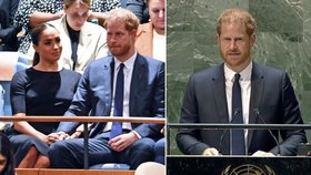 Neobvykle vážný a nervózní princ Harry v sídle OSN: Pod kontrolou Meghan!