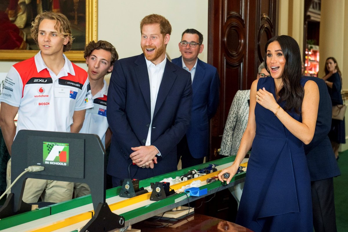 Princ Harry s těhotnou Meghan při návštěvě města Merlbourne v Austrálii. 