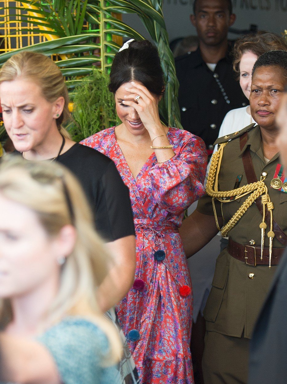Těhotná Meghan byla z trhu na ostrově Fiji vyděšená.