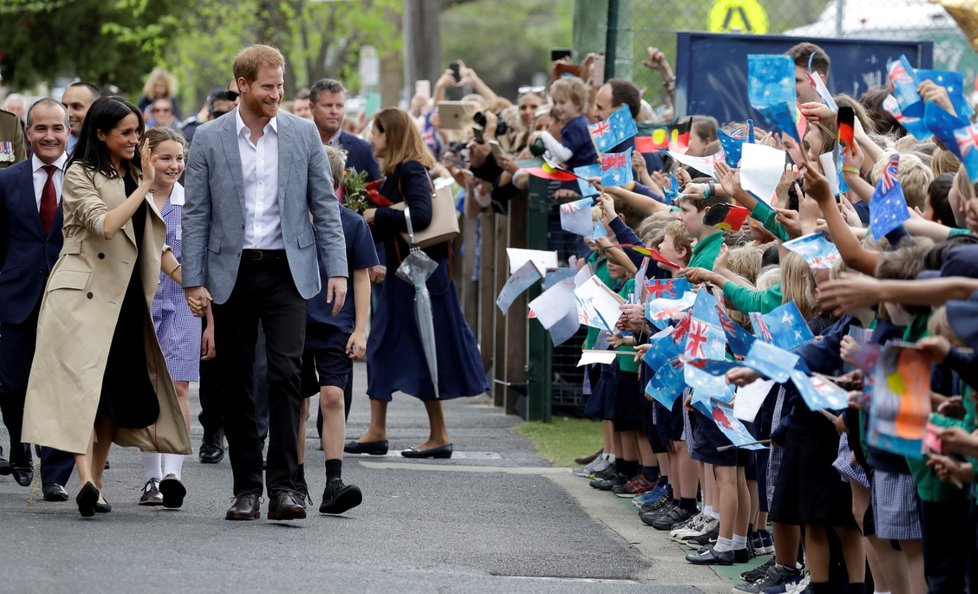 Princ Harry s těhotnou Meghan při návštěvě města Merlbourne v Austrálii.