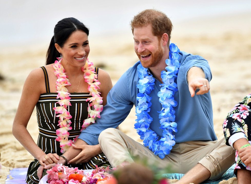 Harry a Meghan na pláži v Austrálii