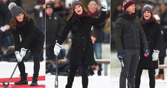 Kate s Williamem si ve Švédsku vyzkoušeli bandy hokej a parádně se bavili.