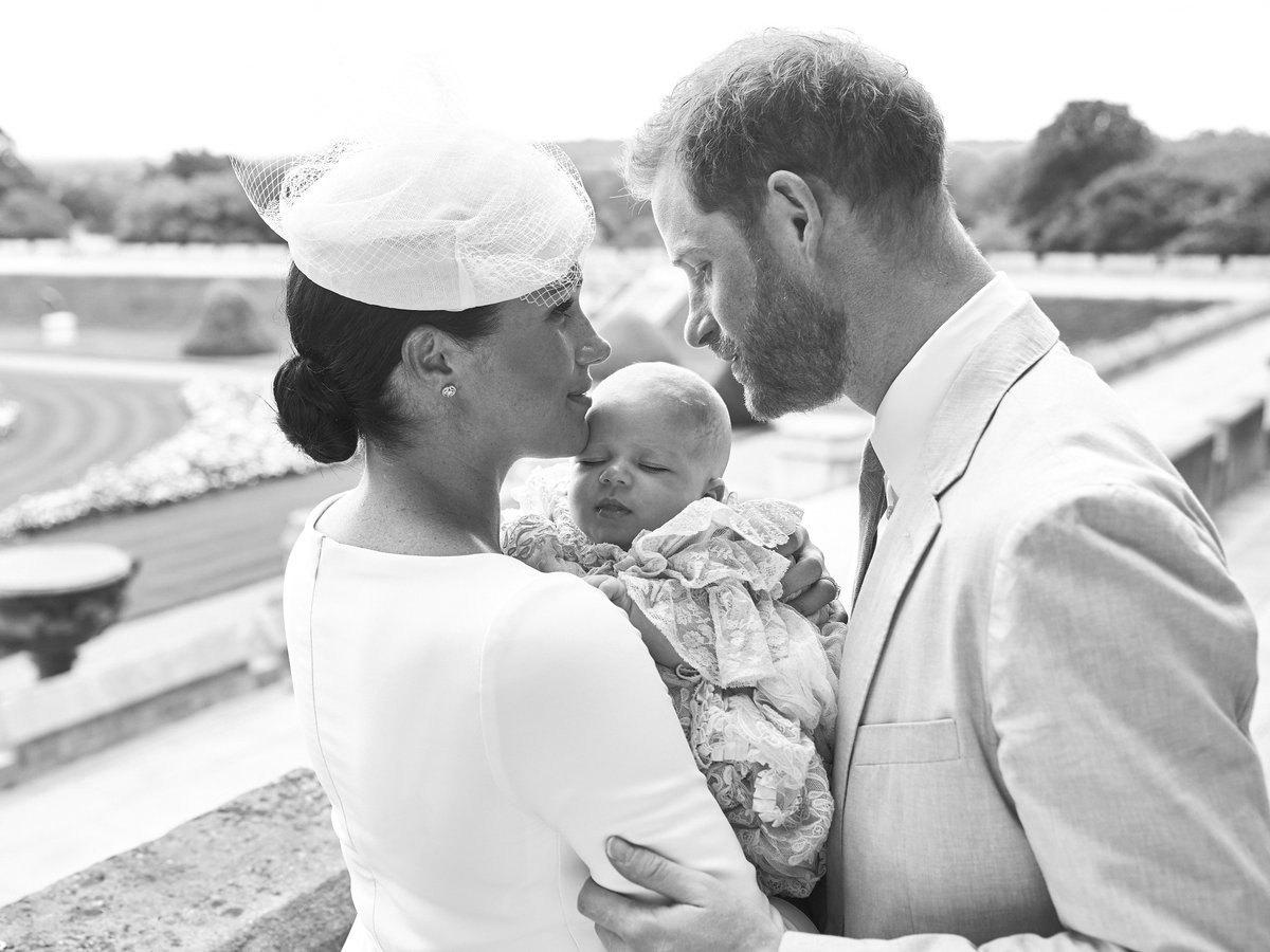 Vévodkyně Meghan s princem Harrym a synem Archiem.