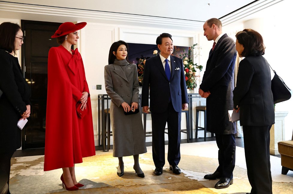 Princezna Catherine na setkání s prezidentem Koreje