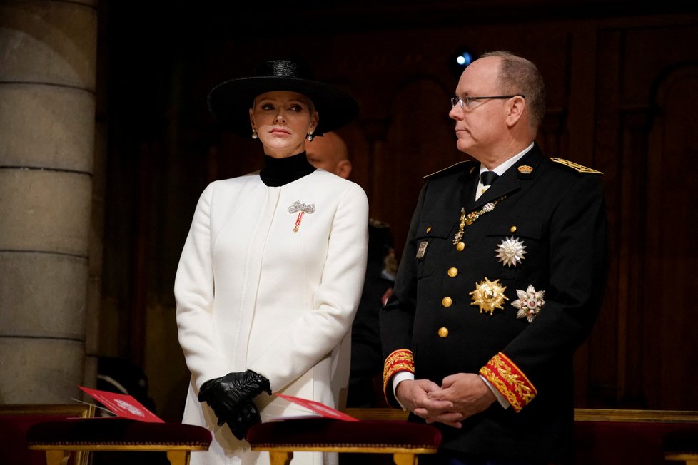 Princezna Charlene a princ Albert  během státního svátku