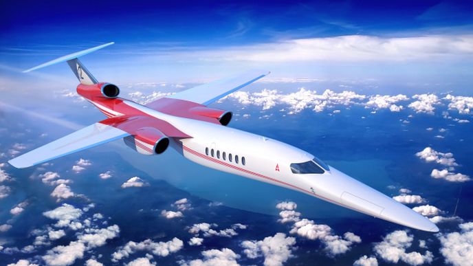 Design prvního nadzvukového soukromého letadla Aerion AS2, které má létat z Londýna do New Yorku za tři hodiny.