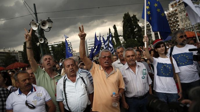 Proevropská demonstrace v Aténách