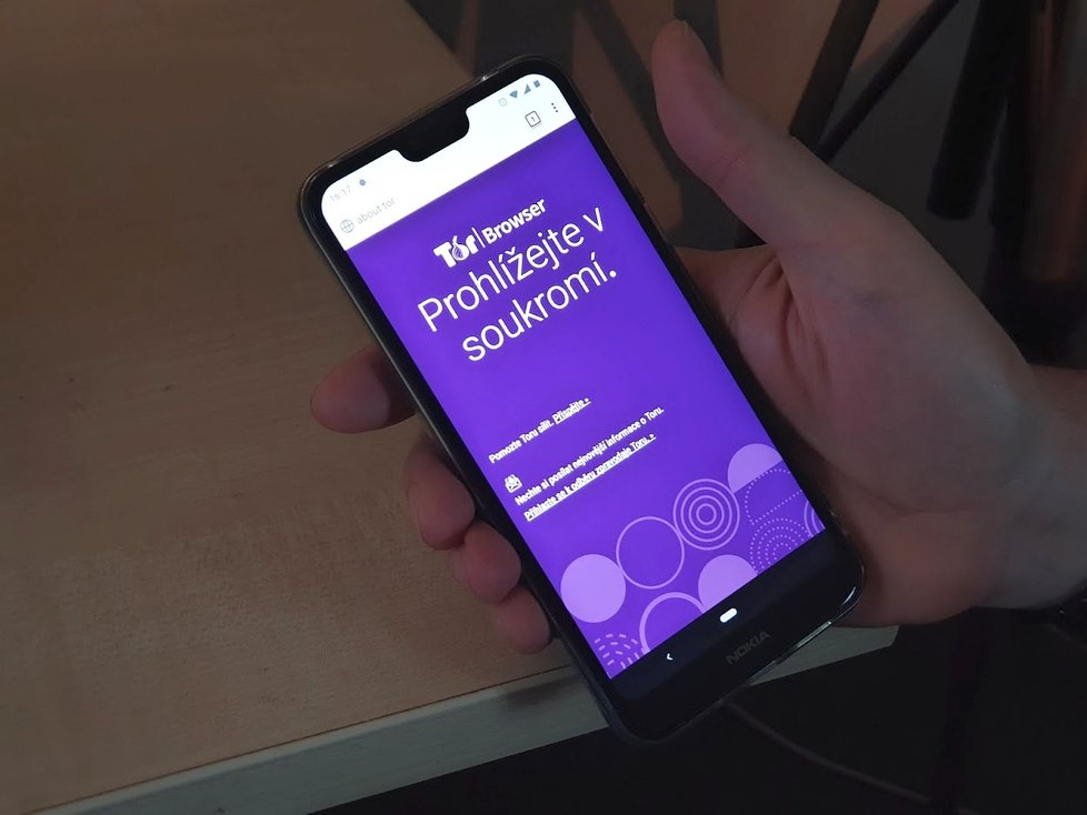  Tor Browser pro Android je spuštěný a připravený k šifrovanému surfování.