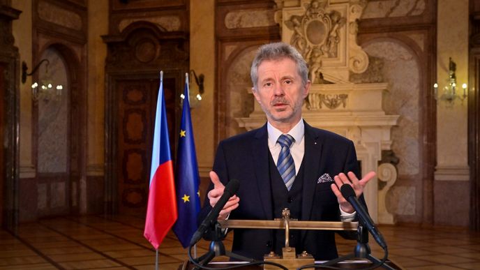 Předseda Senátu Miloš Vystrčil během novoročního projevu (1.1.2022)