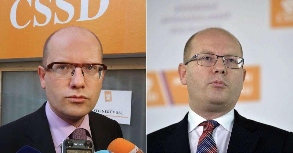 Premiér Bohuslav Sobotka (ČSSD) v roce 2013 (vlevo) a 2016 (vpravo)