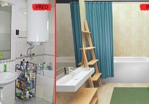 Vlevo vidíte realitu koupelen mnohých z nás, vpravo návrh, jak by mohla místnost vypadat po rekonstrukci