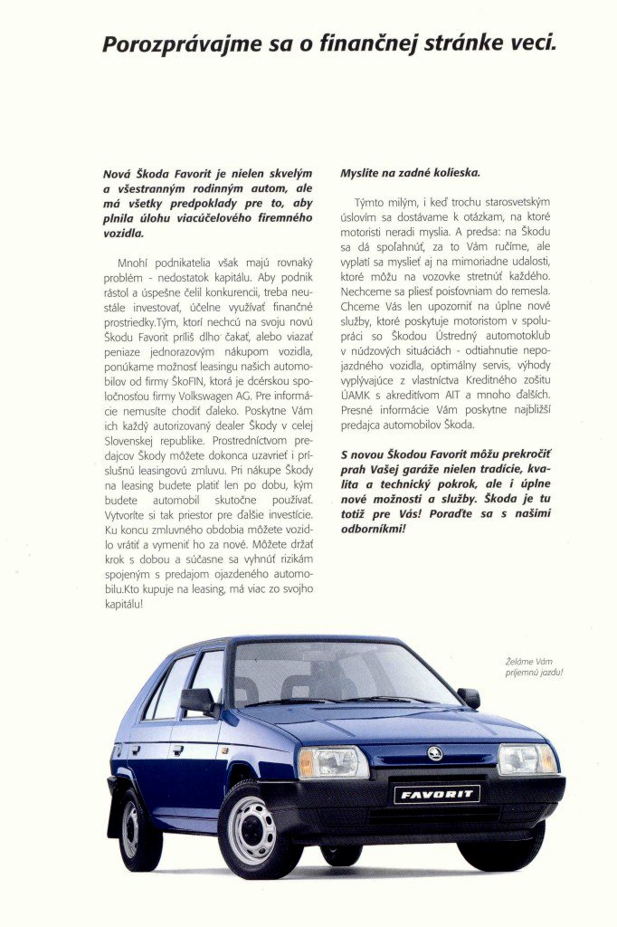 Prospekt Škoda Favorit (1993)