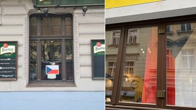 Pražské podniky se připojily k iniciativě Chcípl PES. Na protest proti opětovnému uzavření restaurací nechávají své podniky rozsvícené a vyvěsili české vlajky.