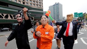Protesty proti plánované návštěvě prezidenta USA Donald Trump v Soulu v Jižní Koreji