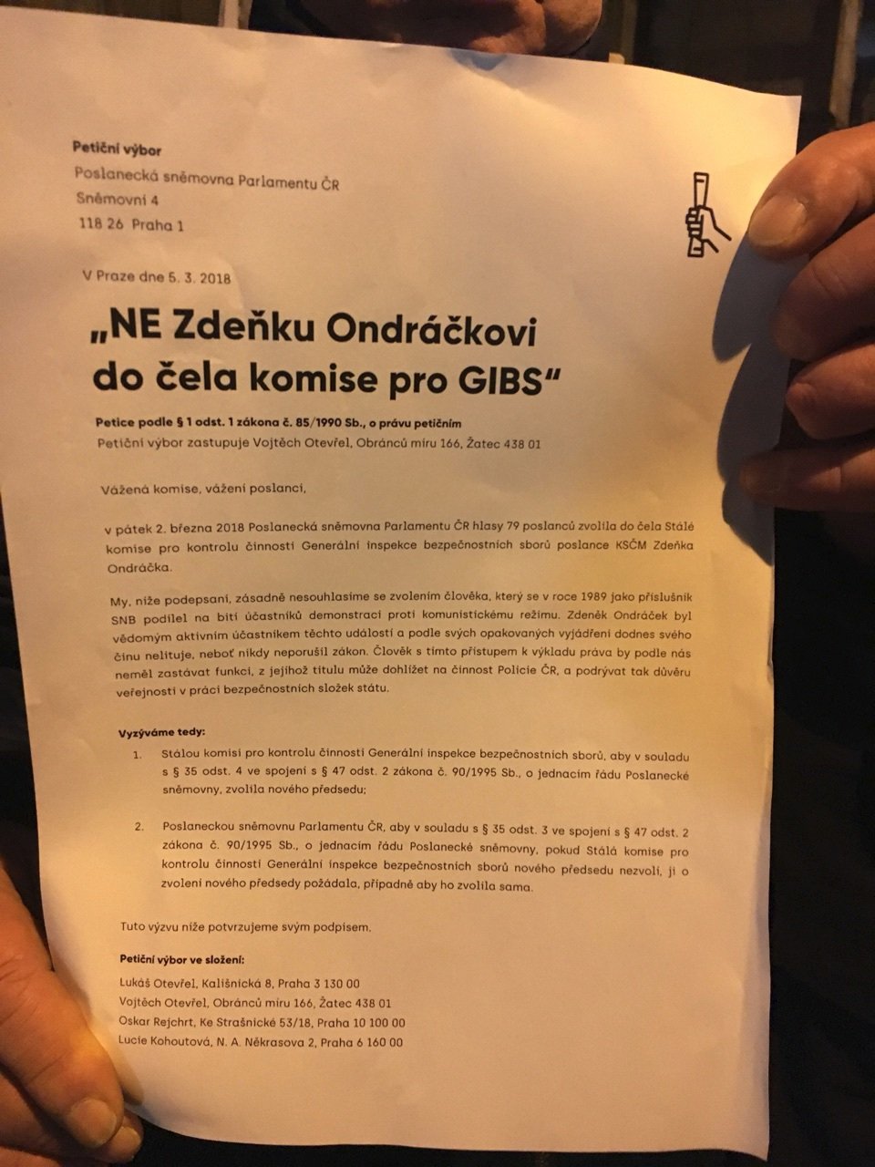 Protest proti Zdeňku Ondráčkovi v Plzni