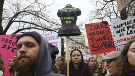 V Polsku se protestovalo proti úplnému zákazu potratů. Polky mohou aktuálně jít na interrupci v případech znásilnění, ohrožení matky nebo závažného postižení dítěte.