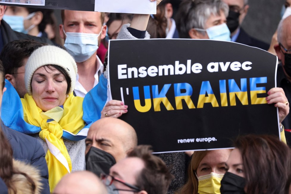 Válka na Ukrajině: Protest proti ruské agresi v Belgii (1.3.2022)