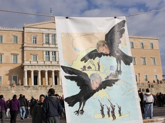 Protestující v Aténách
