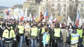 Protesty v Praze: Pochod z Vítězného náměstí proti politice české vlády (6. 2. 2016)