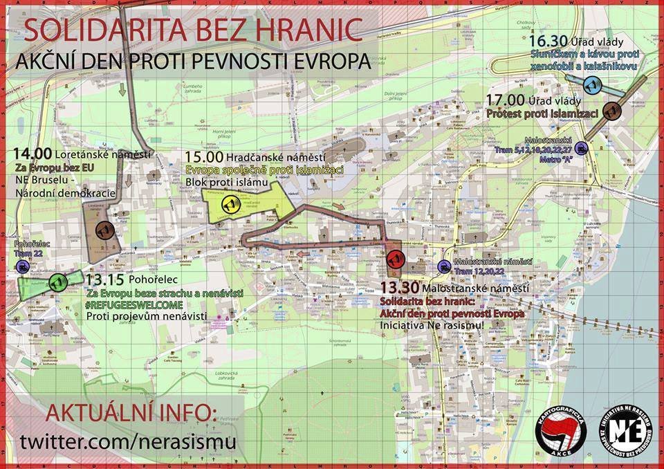 Přehled protestních akcí konaných v Praze 6. února 2016