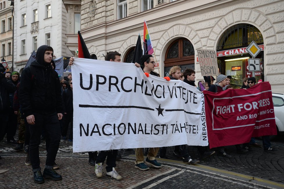 Protesty v Praze: Pochod na podporu uprchlíků