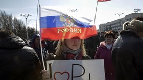 Podpora Putinovi a Rusku z východoukrajinského Doněcku