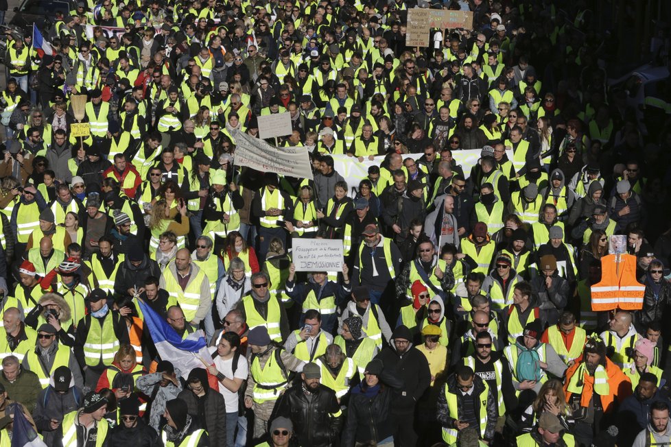 Protesty žlutých vest v Paříži (8.12.2018)