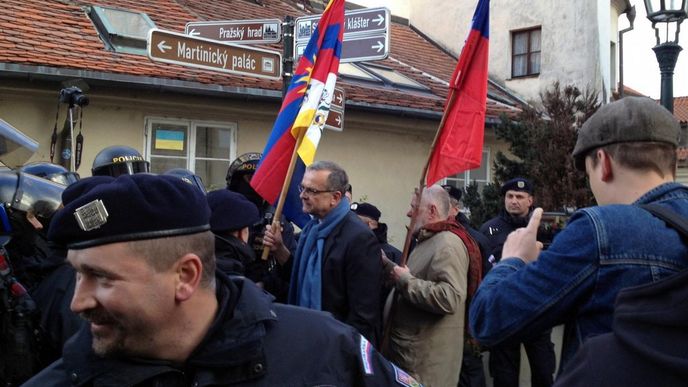 Protibetská demonstrace během návštěvy čínského prezidenta