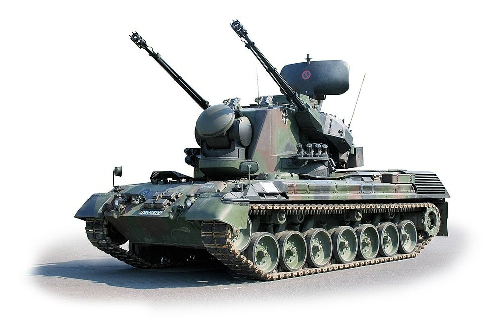 Protiletadlový tank Gepard německé výroby.